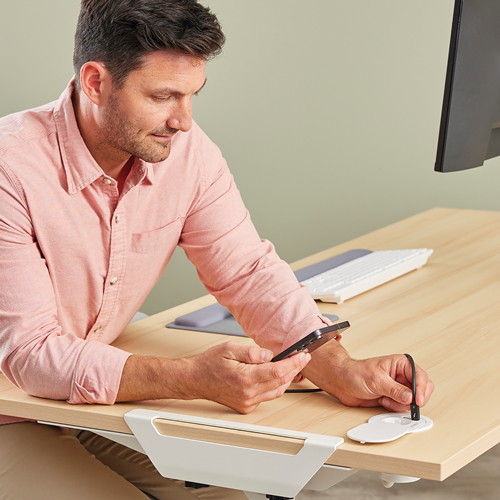 Fellowes Einbausteckdose Schreibtisch 230V USB-A USB-C weiß, Ansicht 4