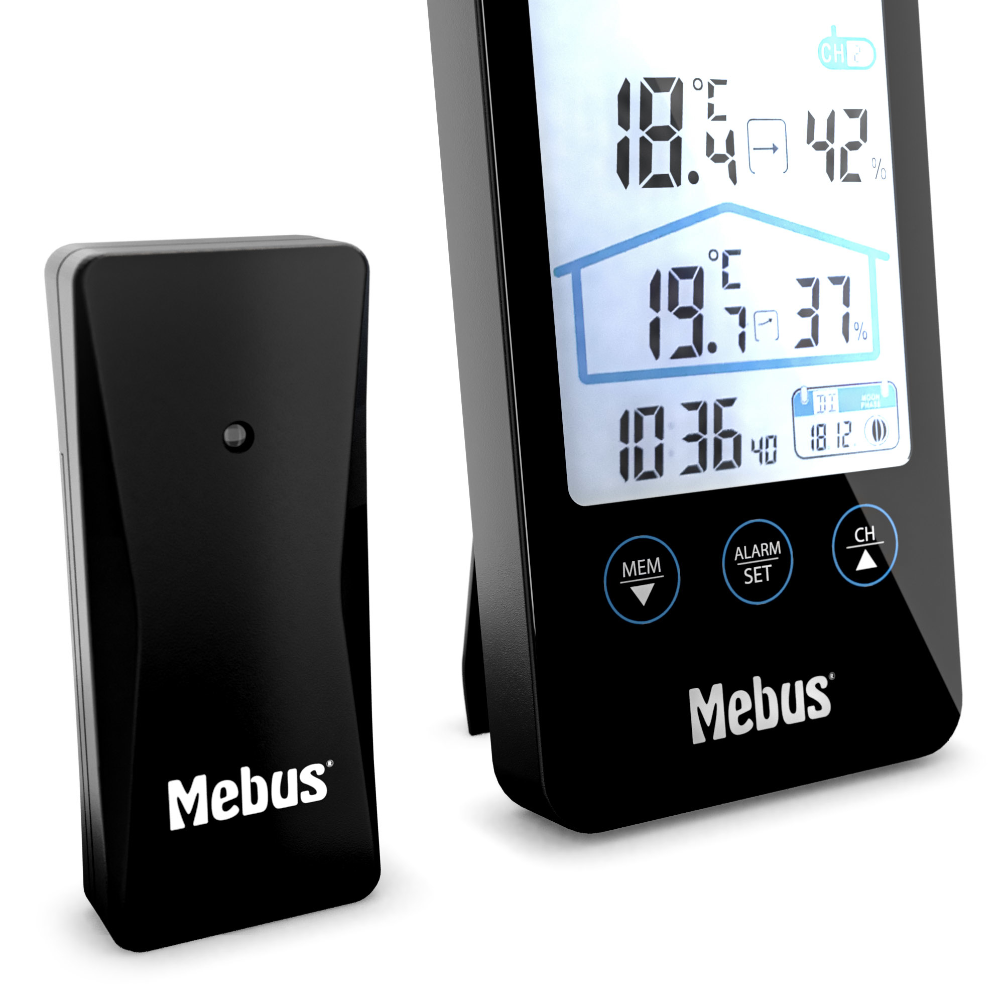 Mebus 11908 - Schwarz - Innen-Hygrometer - Innen-Thermometer - Außen-Hygrometer - Außen-Thermometer, Ansicht 4