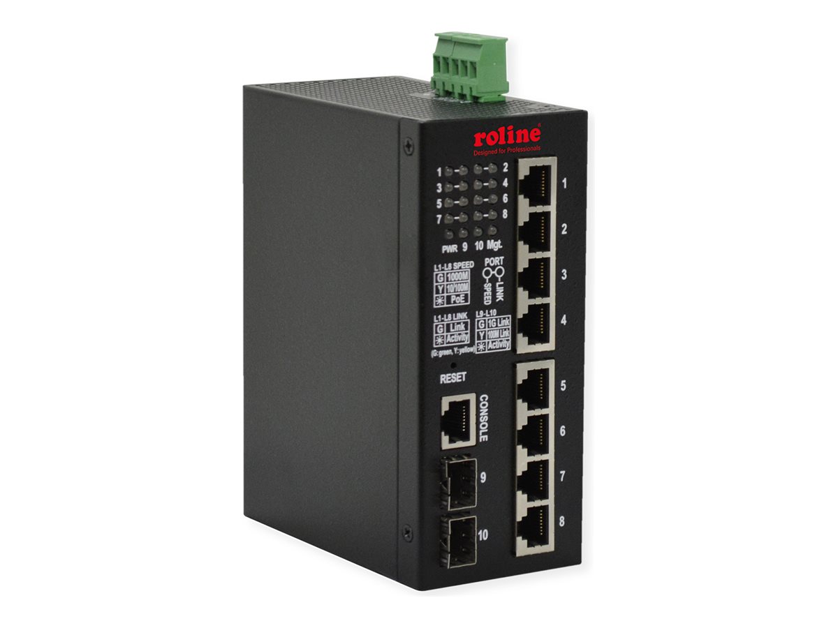 ROLINE Switch - industriell - L2+ - Smart - 8 x 10/100/1000 (PoE+)