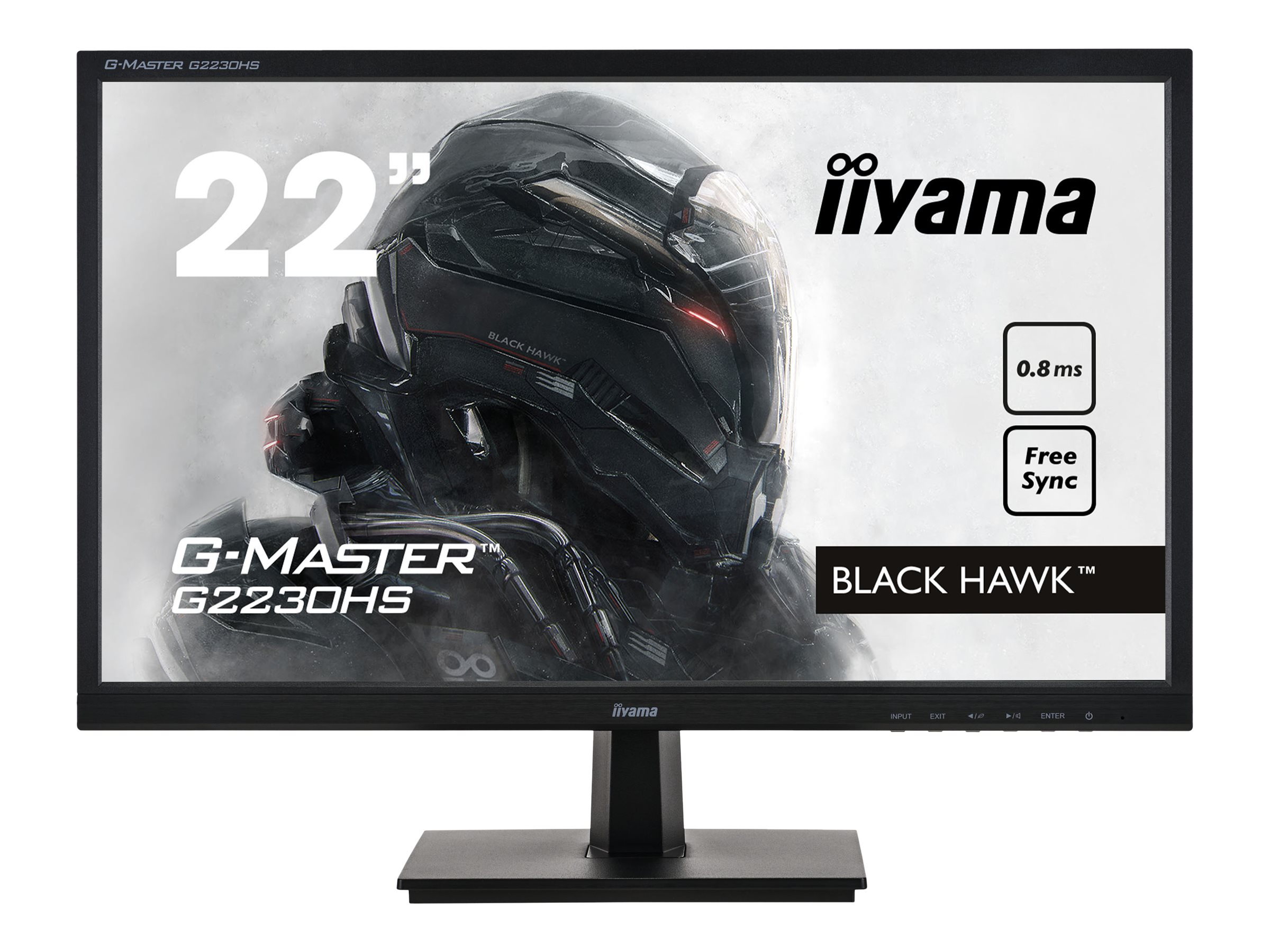 iiyama G-MASTER Black Hawk G2230HS-B1 - LED-Monitor - 55.9 cm (22") (21.5" sichtbar) - 1920 x 1080 Full HD (1080p) @ 75 Hz - TN - 250 cd/m²