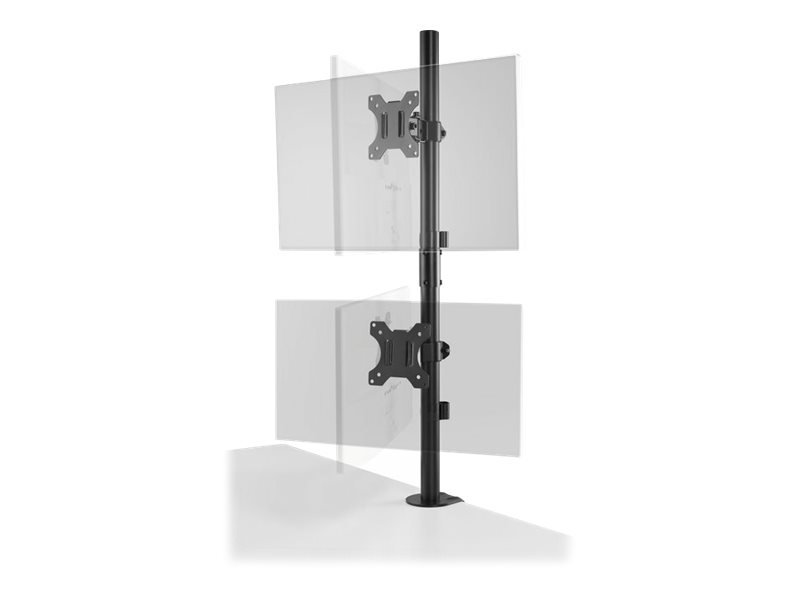 Kensington Befestigungskit (Doppelarm, C-Halterung 10 - 88 mm, Tüllenmontage 10 - 88 mm, Stange, 2 VESA-Platten) - Voll beweglich - für 2 LCD-/Plasma-Konsolen - vertikale Stapelung - Stahl - Schwarz - Bildschirmgröße: 33-81.3 cm (13"-32")