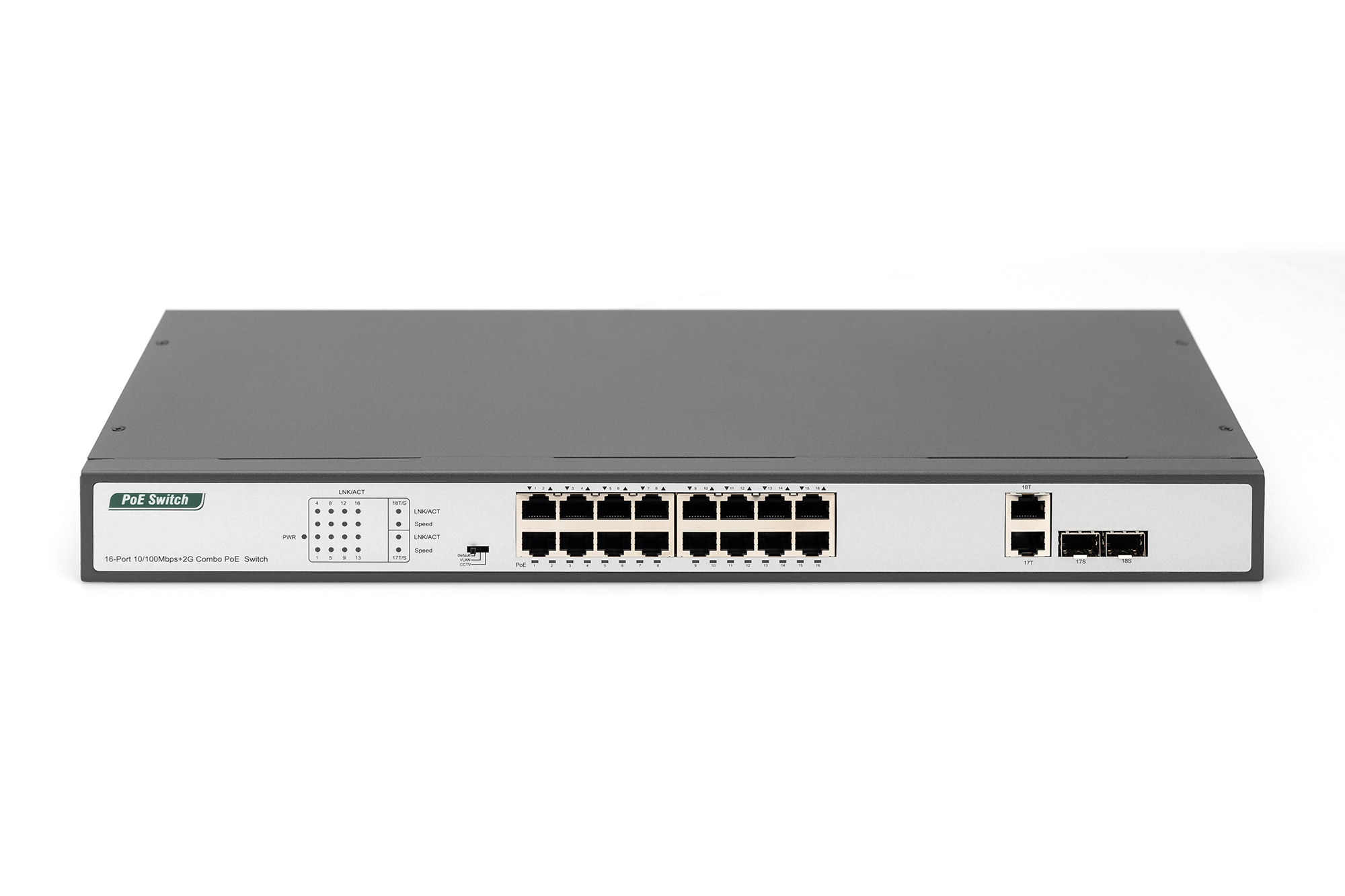 DIGITUS Switch 16-Port Fast Ethernet PoE/19''/2 Uplinks - Switch - 16-Port, Ansicht 3