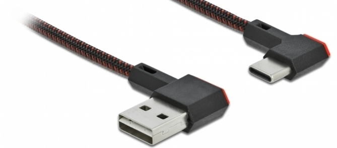 Delock EASY-USB 2.0 Kabel Typ-A Stecker zu USB Type-C™ Stecker gewinkelt links / rechts 0,2 m schwarz, 0,2 m, USB A, USB C, USB 2.0, Schwarz