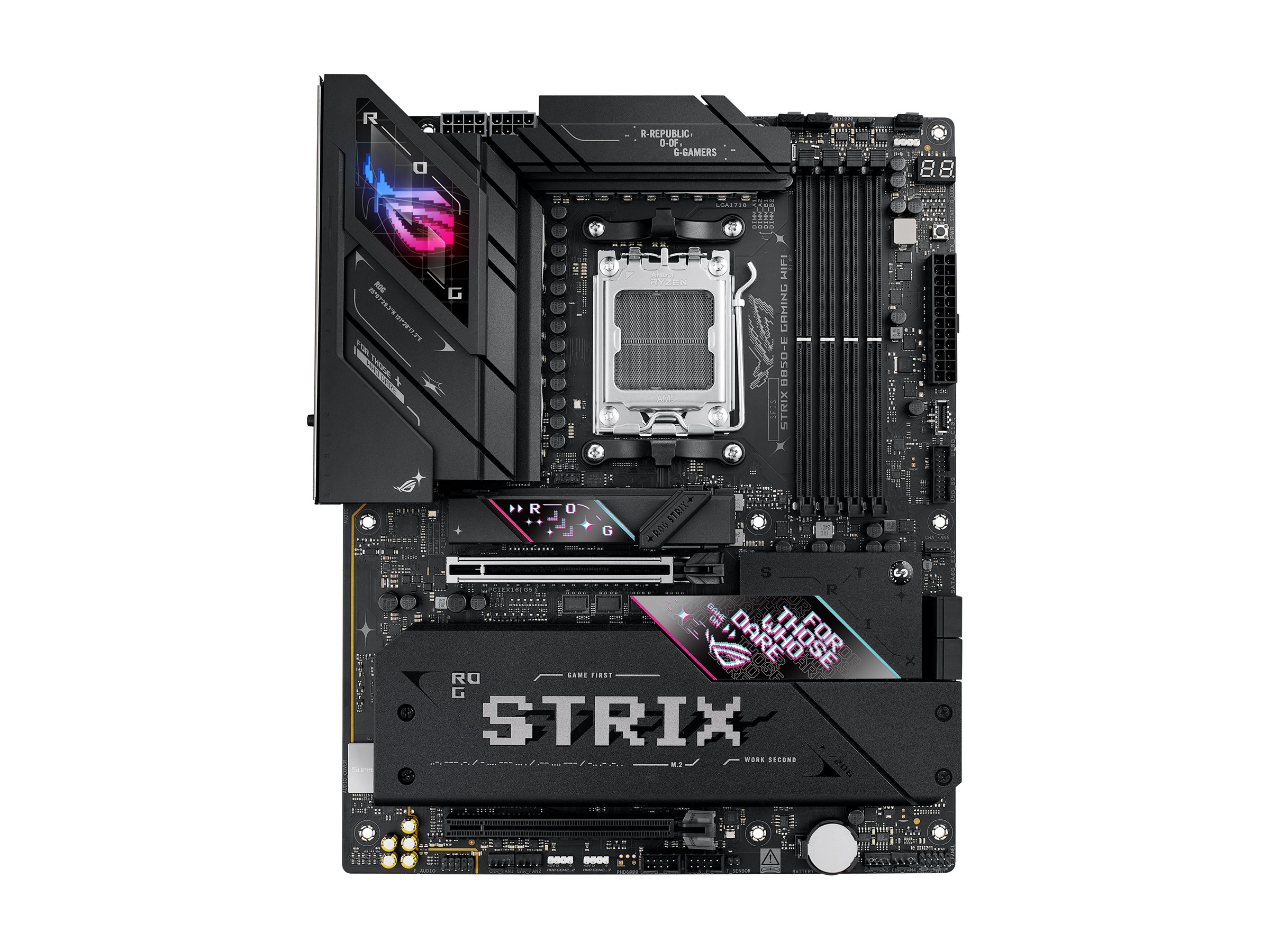 ASUS ROG STRIX B850-E GAMING WIFI - Motherboard - ATX - Socket AM5 - AMD B850 Chipsatz - USB-C 3.2 Gen 2x2, USB-C 3.2 Gen2, USB 3.2 Gen 2, USB 3.2 Gen 1 - 2.5 Gigabit LAN, Wi-Fi 7, Bluetooth - Onboard-Grafik (CPU erforderlich)