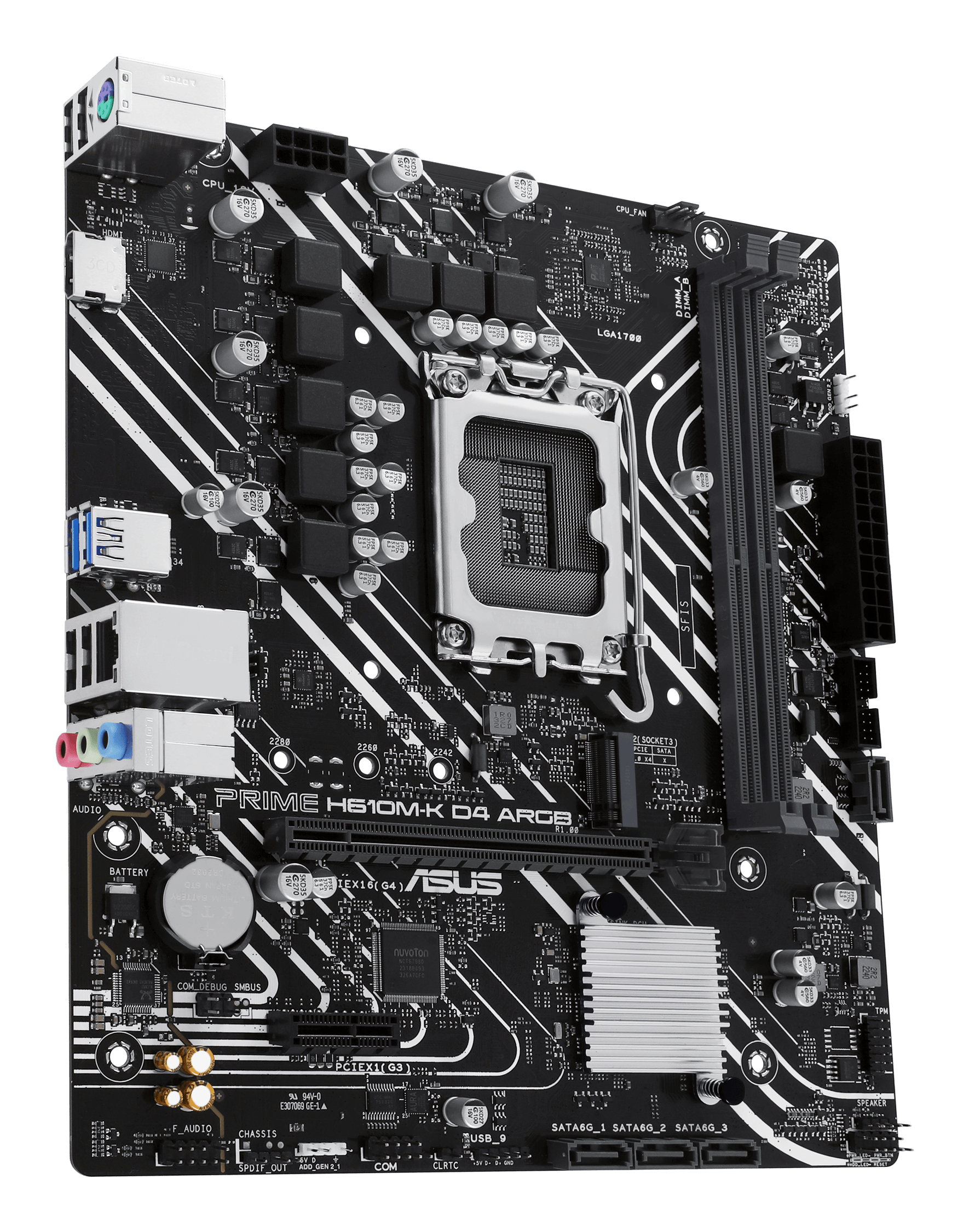 ASUS PRIME H610M-K D4 - Motherboard - micro ATX - LGA1700-Sockel - H610 Chipsatz - USB 3.2 Gen 1 - Gigabit LAN, Ansicht 4