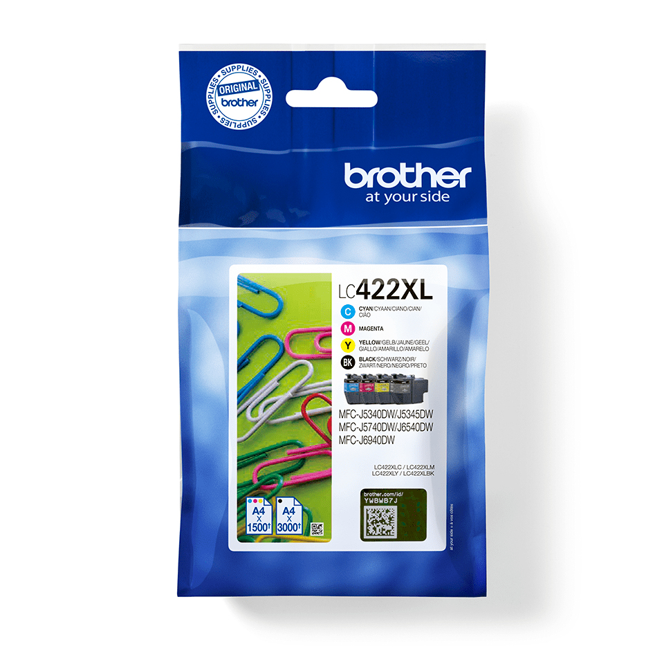 Brother LC422XL - 4er-Pack - Schwarz, Gelb, Cyan, Magenta, Ansicht 2