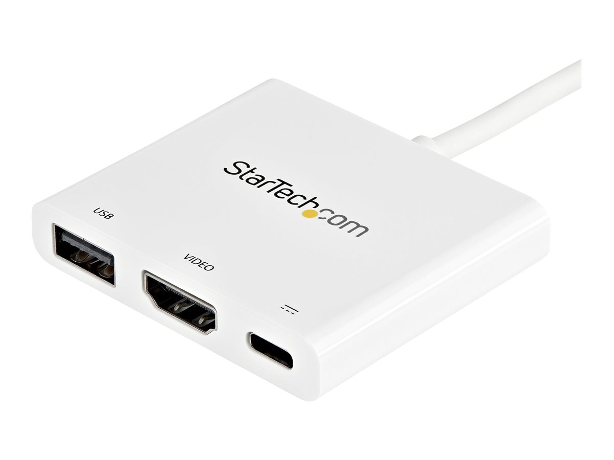 StarTech.com Startech USB-C auf HDMI Adapter mit PD & USB Port - USB Type-C - Weiß - Videoadapter - USB-C männlich zu HDMI, USB Typ A, USB-C weiblich - 60 mm - weiß - 4K Unterstützung, USB Power Delivery (60W)