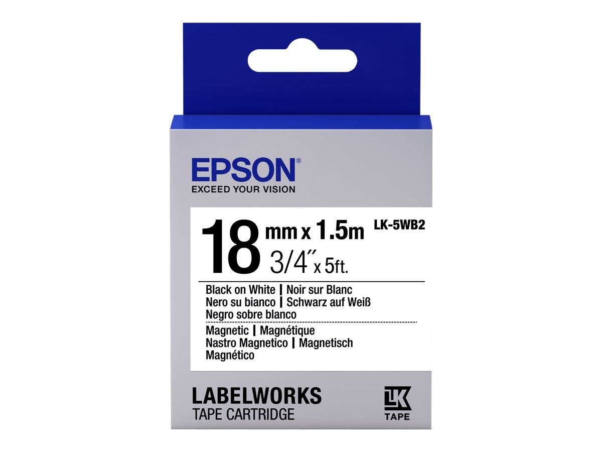 Epson LabelWorks LK-5WB2 - Schwarz auf Weiß - Rolle (0,6 cm x 9 m) 1 Kassette(n) Etikettenband - für LabelWorks LW-1000, 300, 400, 600, 700, 900, K400, Z5000, Z5010, Z700, Z710, Z900