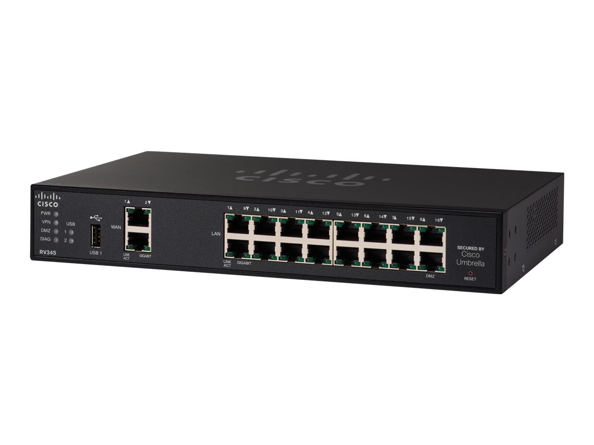 Cisco SMB Router 2 WAN 16 LAN 3G/4G USB support (RV345-K9-G5)