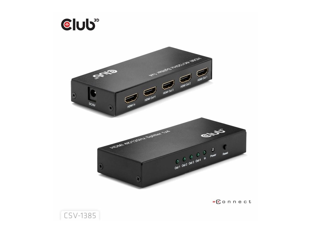 Club 3D CSV-1385 - Video-/Audio-Splitter - 1-to-4, 4K120Hz, Ansicht 3