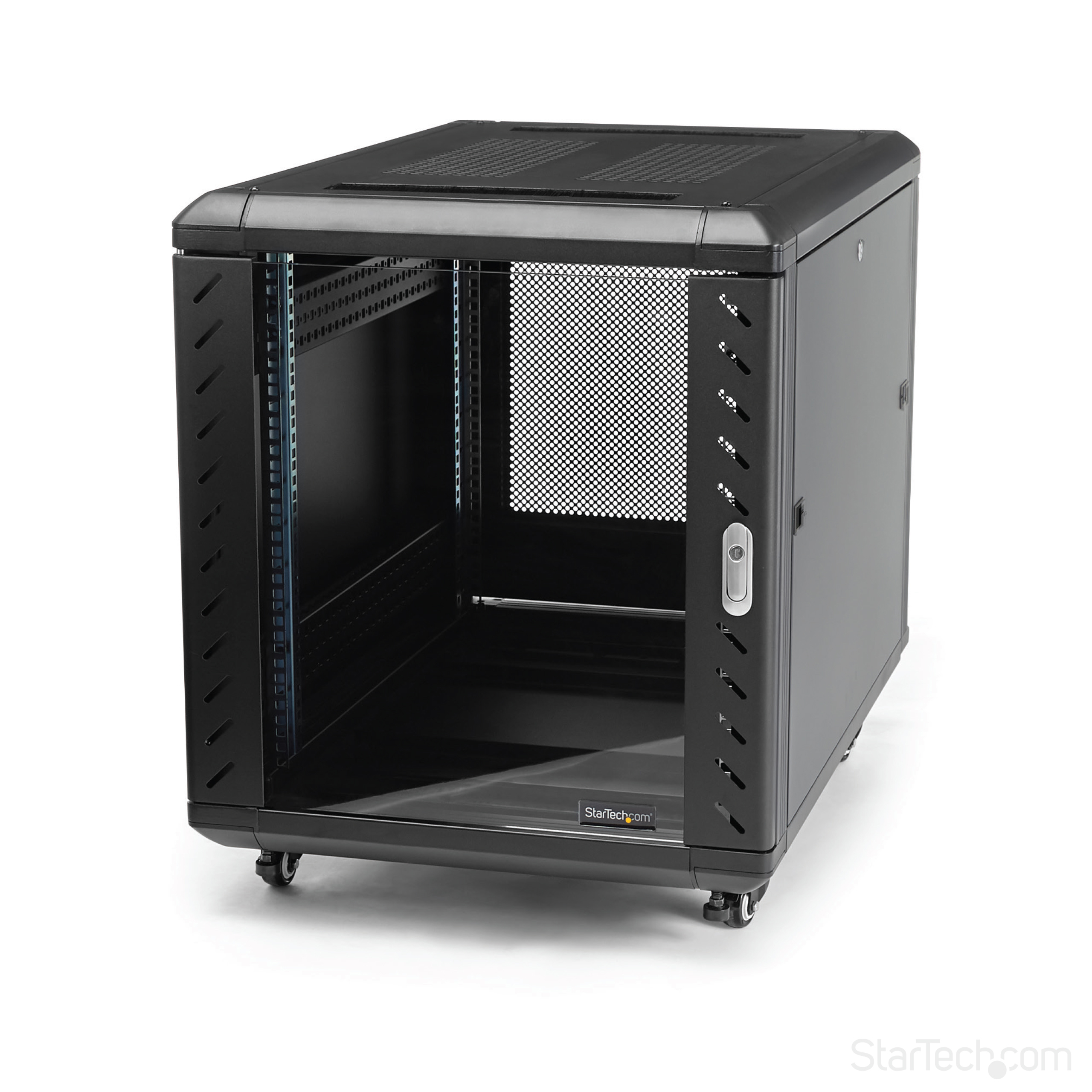 StarTech.com RK1236BKF Serverschrank (12HE, 73,7 cm tief, bis max. 800 Kg belastbar, Ansicht 2