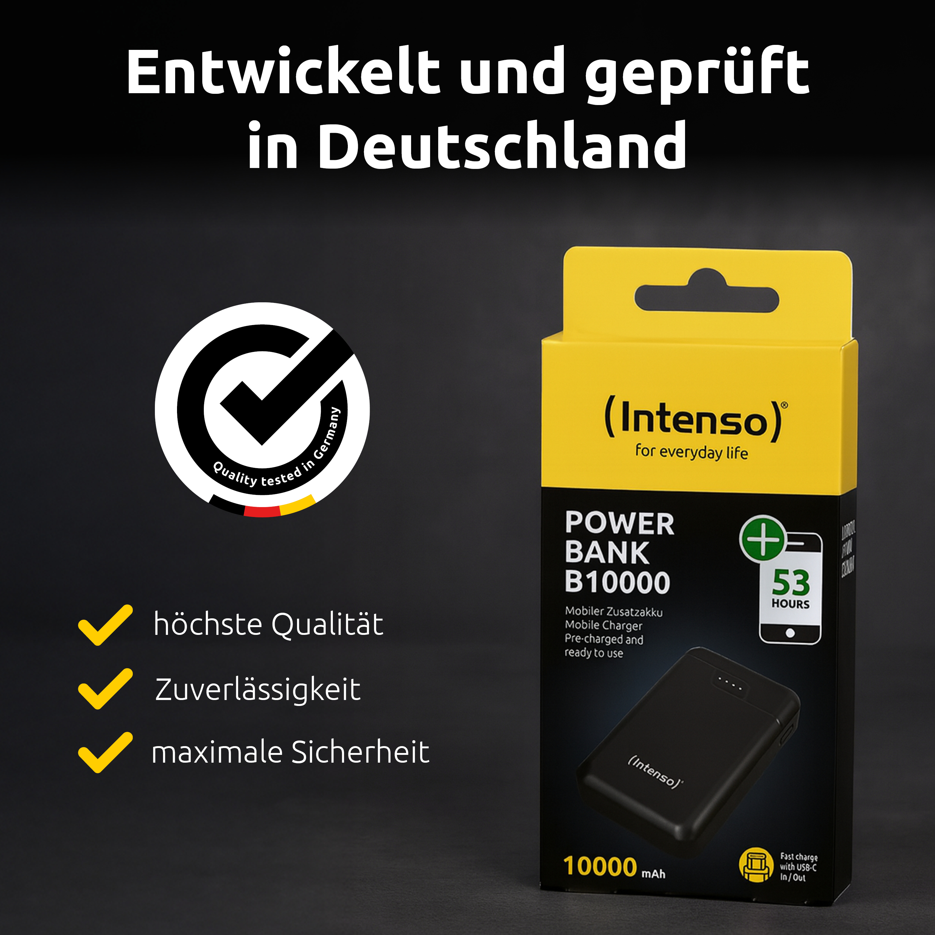 Intenso Power Bank B10000 black Powerbank - Akku - 10.000 mAh, Ansicht 2