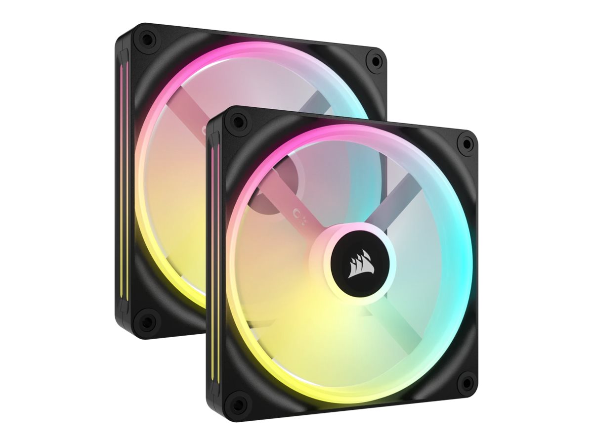 Corsair iCUE LINK QX140 RGB - Gehäuselüfter - mit Temperatursensor - 140 mm - Schwarz (Packung mit 2)