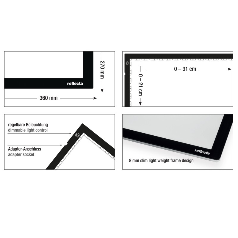 Reflecta LED Light Pad A4 Super Slim - Schwarz - Einzelbilderrahmen - 31 x 21 cm - Rechteckig - LED - Gleichstrom, Ansicht 3