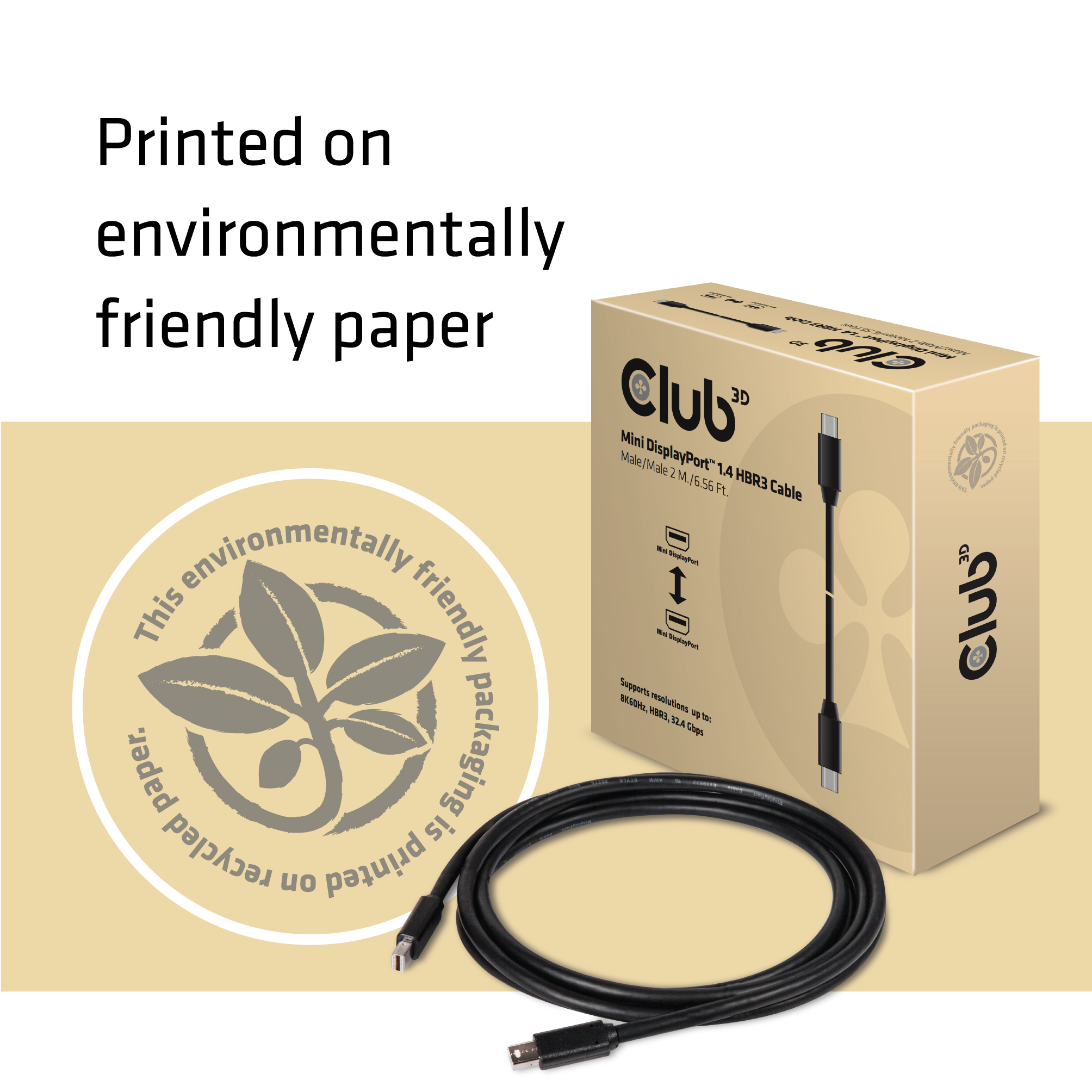 Club 3D DisplayPort-Kabel - Mini DisplayPort (M) - bis Mini DisplayPort (M) - 2 m - eingerastet, Ansicht 4