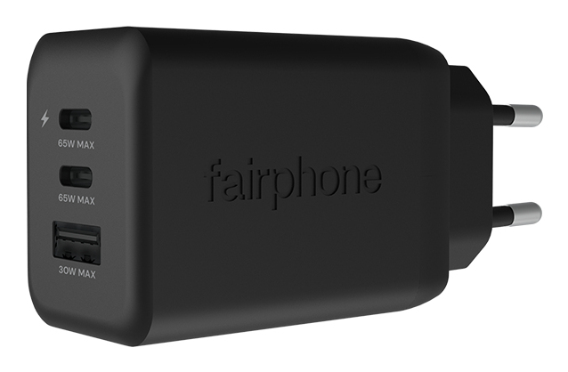 Fairphone Netzteil - 65 Watt - PD 3.0, PD/PPS 3.3, PE 2.0+, QC 2.0, QC 3.0, QC 4.0+, Apple Fast Charge… - USB, 2 x USB-C, Ansicht 4