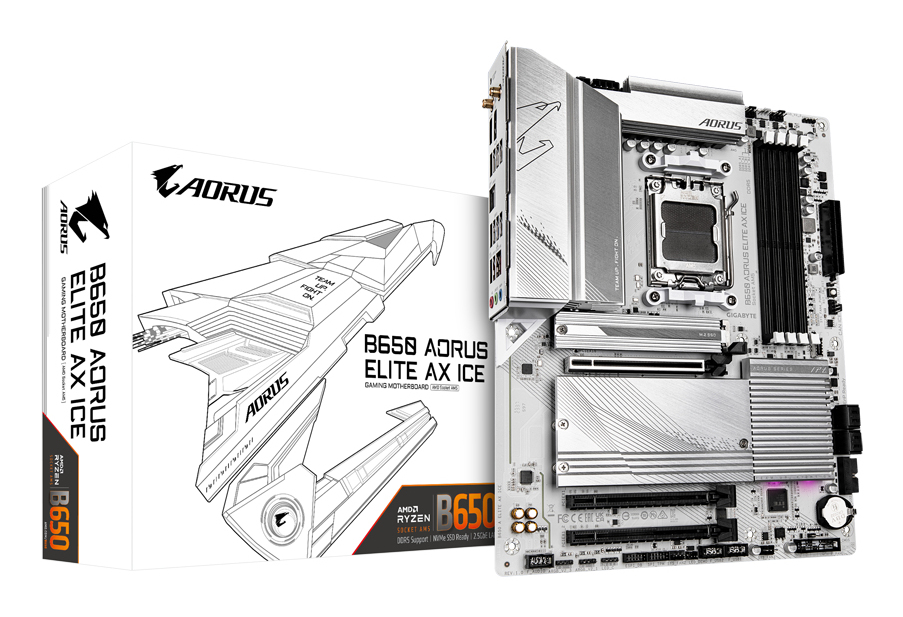 Gigabyte B650 AORUS ELITE AX ICE - Motherboard - ATX - Socket AM5 - AMD B650 Chipsatz - USB-C 3.2 Gen2, USB 3.2 Gen 2…, Ansicht 4