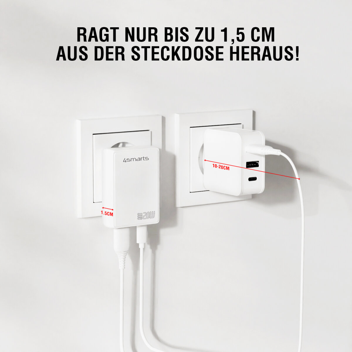 4smarts Netzladegerät FlatPlug Duos 20W GaN 1C, Ansicht 3