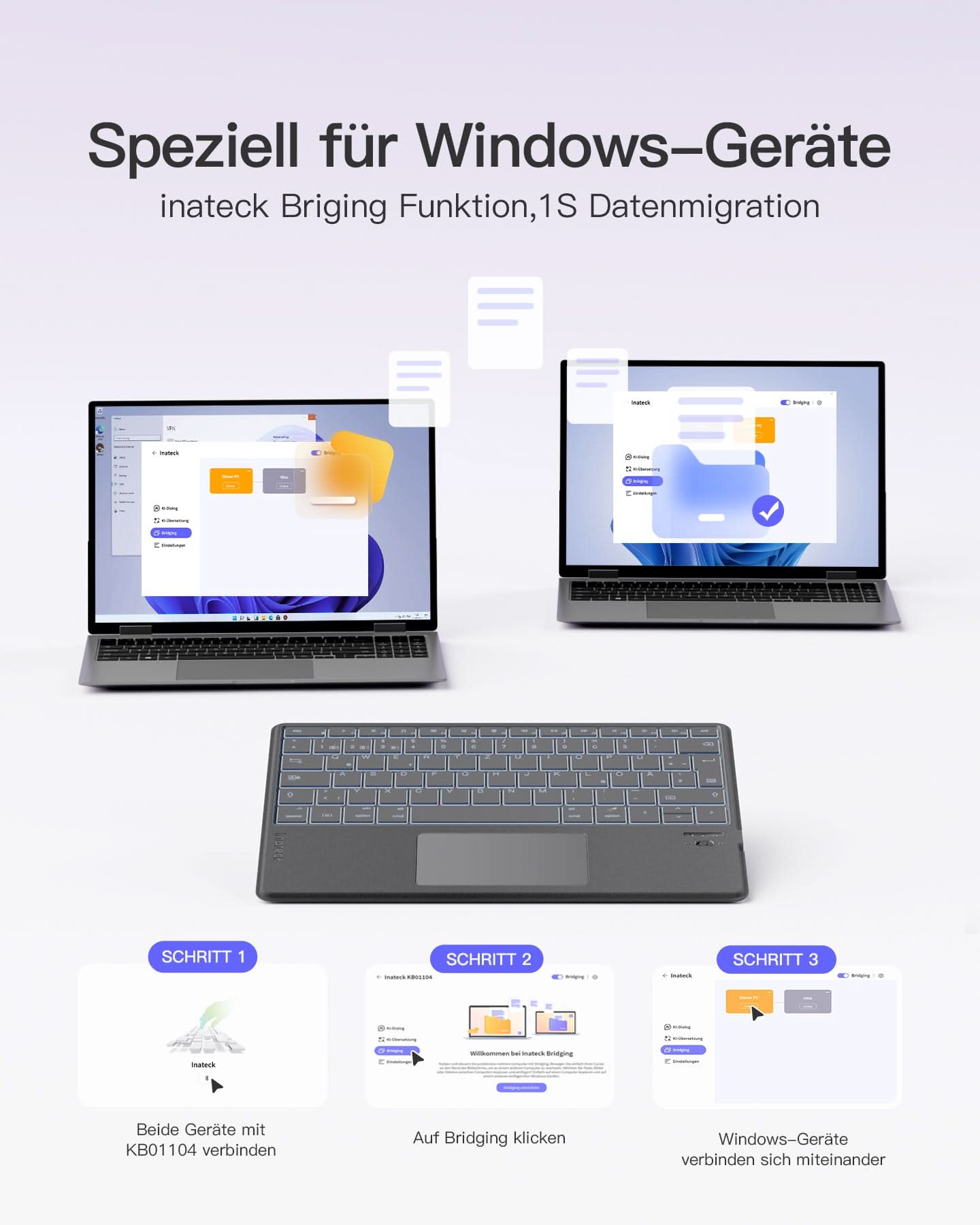 Inateck Keyboard Surface gray Sureface GO 1-4 Compatible - Tastatur - TL: Deutsch, QWERTZ, Ansicht 3