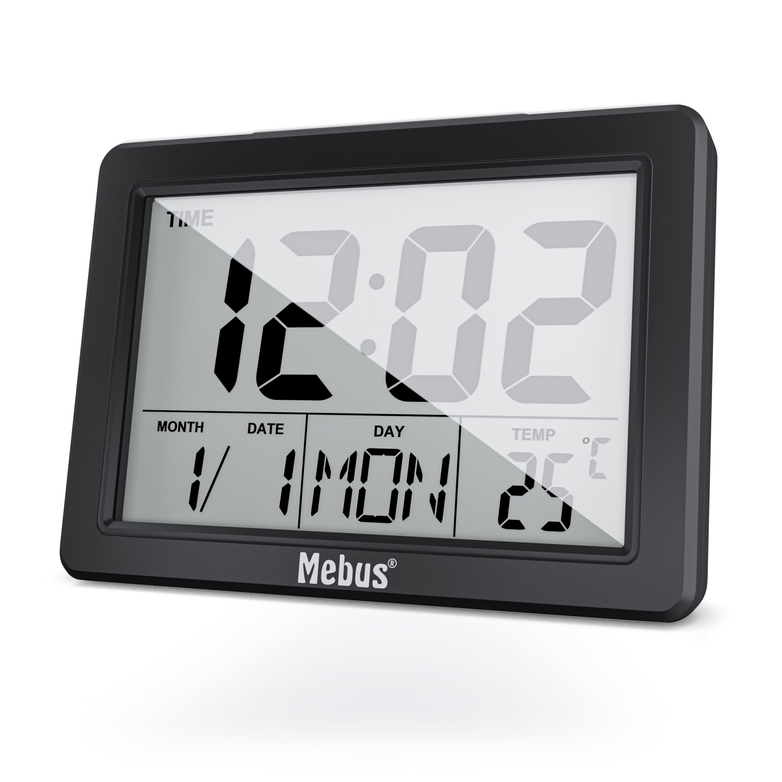Mebus 25739 - Quarzwecker - Rechteck - Schwarz - 12/24 h - F - °C - Blau, Ansicht 4