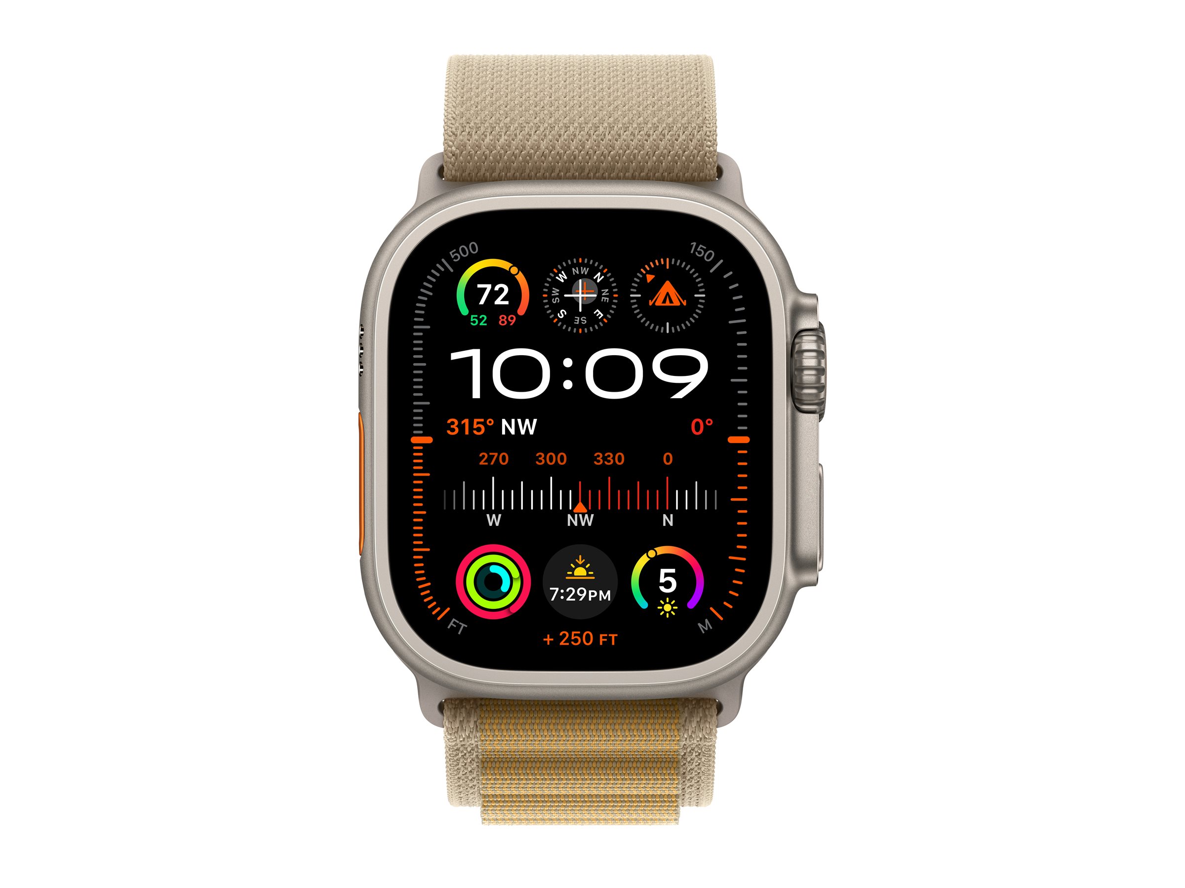 Apple Watch Ultra 2 - 49 mm - natürliches Titan - mit Alpine Loop - Stoff - hellbraun - Bandgröße: S, Ansicht 2