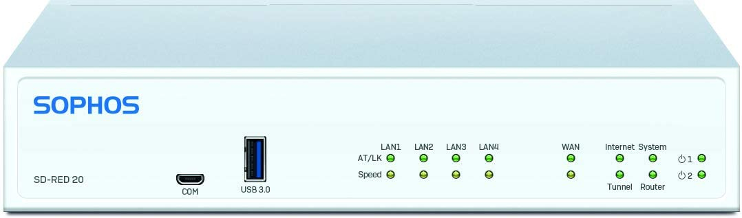 Sophos SD-RED 20, 250 Mbit/s, IEEE 802.3, IEEE 802.3ab, IEEE 802.3u, 10,100,1000 Mbit/s, 256-bit AES, Kabelgebunden, Weiß