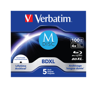 Verbatim M-Disc - 5 x BD-R XL - 100 GB 4x - mit Tintenstrahldrucker bedruckbare Oberfläche - Jewel Case (Schachtel)