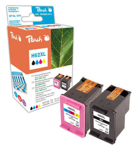 Peach 2er-Pack - Schwarz, Farbe (Cyan, Magenta, Gelb) - kompatibel - wiederaufbereitet - Alternative zu: HP C2P05AE, …, Ansicht 2