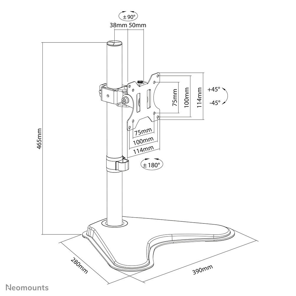 Neomounts by Newstar FPMA-D550SBLACK - Aufstellung - full-motion - für Flachbildschirm - Schwarz, Ansicht 2