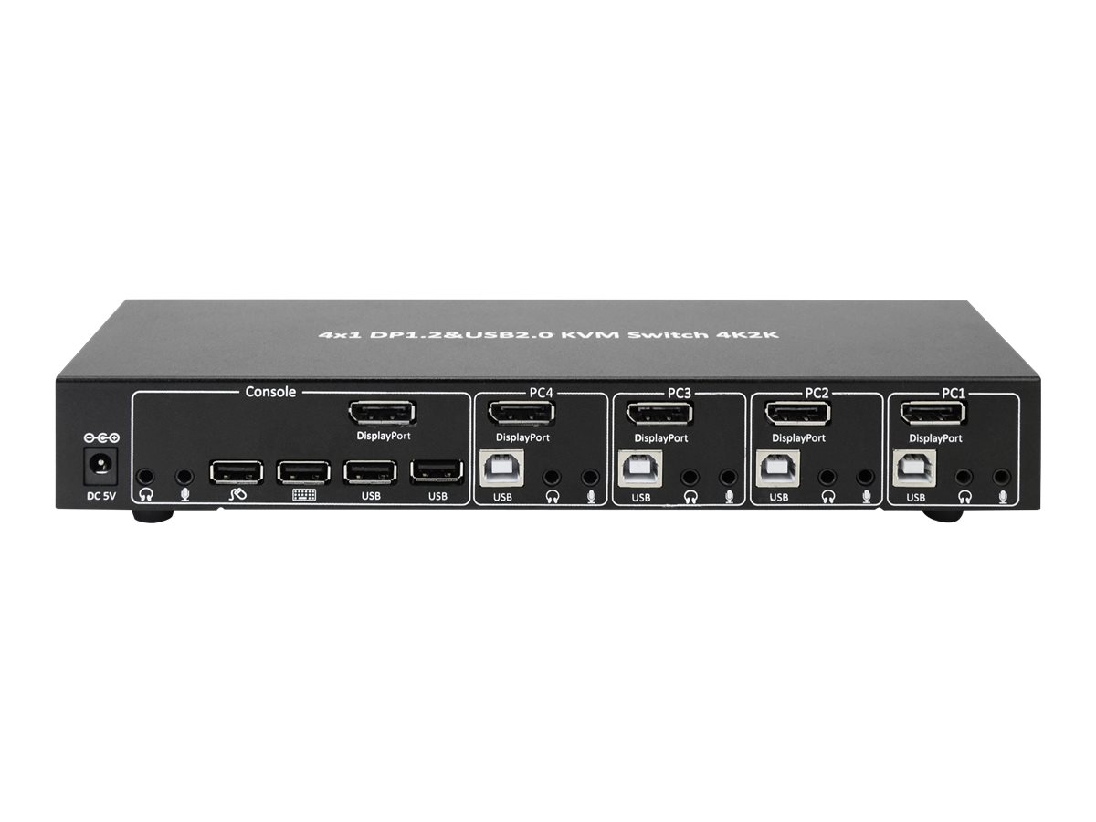 Techly 4 Port DisplayPort 1.2 KVM Switch with Hub and audio, Ansicht 4