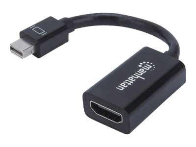 Manhattan Mini DisplayPort 1.2 to HDMI Adapter Cable, 1080p@60Hz, 12cm, Male to Female, Black, Equivalent to Startech MDP2HDMI, Three Year Warranty, Polybag - Videoadapter - Mini DisplayPort männlich zu HDMI weiblich - 12 cm - abgeschirmt - Schwarz