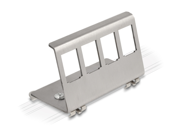 Delock Keystone Metall Halterung 4 Port für Hutschiene, Ansicht 2