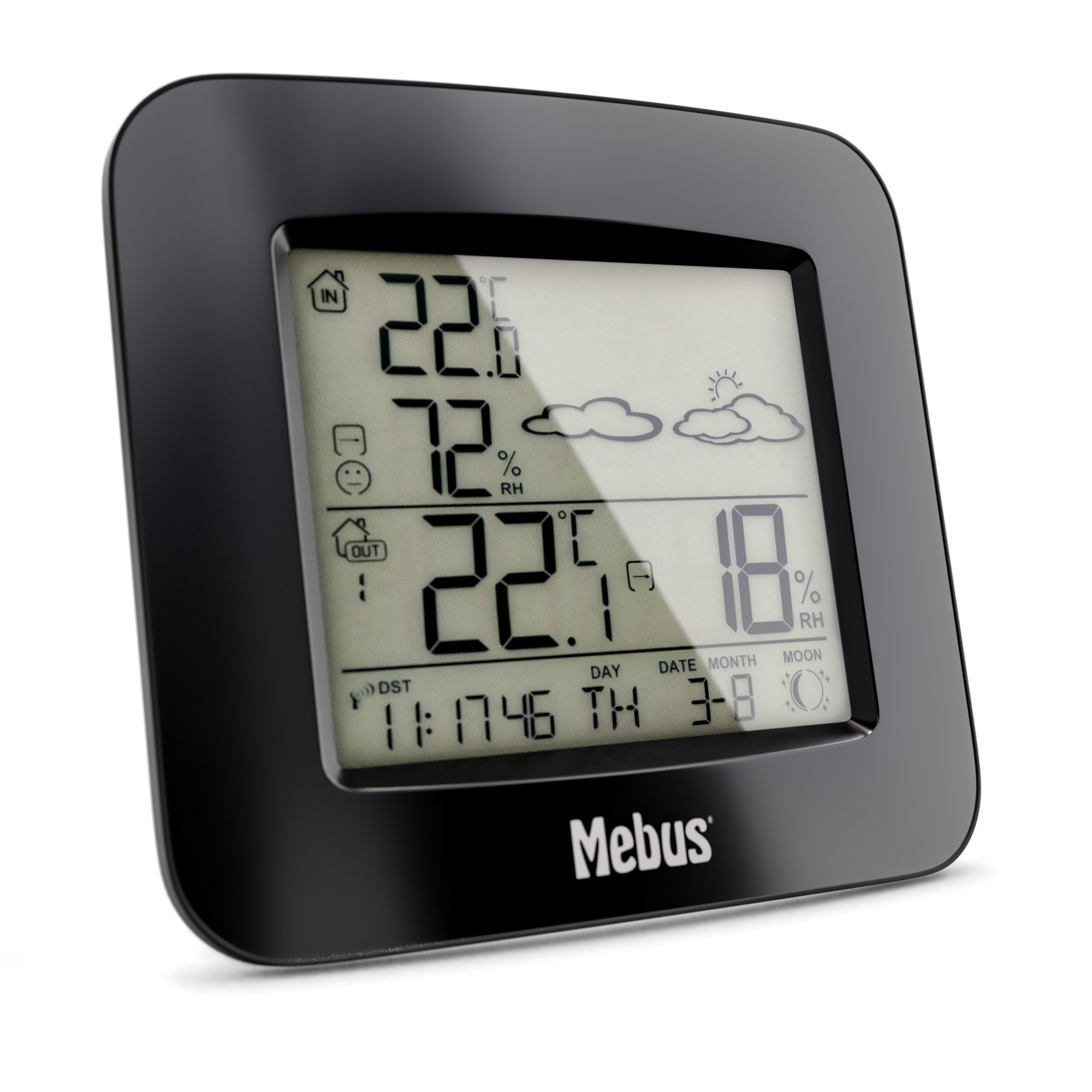 Mebus 40715 Funk-Wetterstation - Schwarz - Innen-Hygrometer - Innen-Thermometer - Außen-Hygrometer - Außen-Thermometer, Ansicht 3