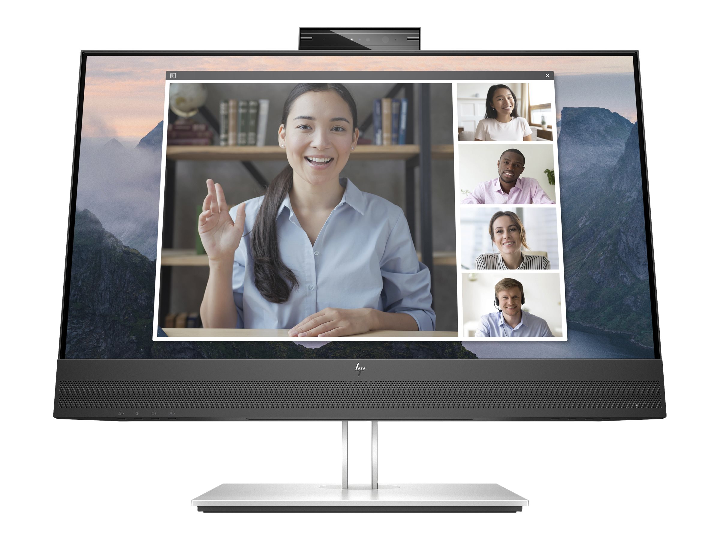 HP E24mv G4 Conferencing Monitor - E-Series - LED-Monitor - 60.45 cm (23.8") - 1920 x 1080 Full HD (1080p) @ 60 Hz - IPS - 250 cd/m² - 1000:1 - 5 ms - HDMI, VGA, DisplayPort - Lautsprecher - Silber, schwarzer Kopf