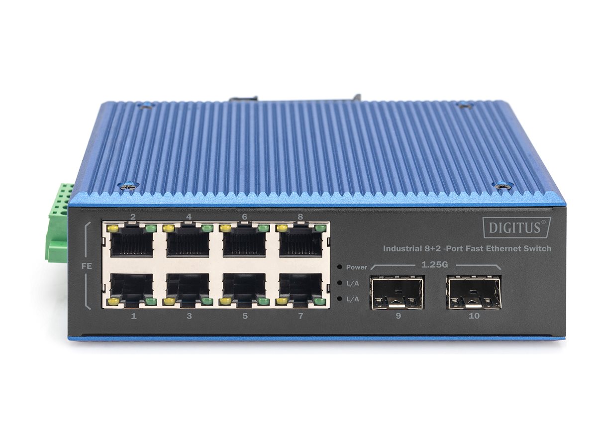 DIGITUS Industrieller 8+2-Port Fast Ethernet Switch