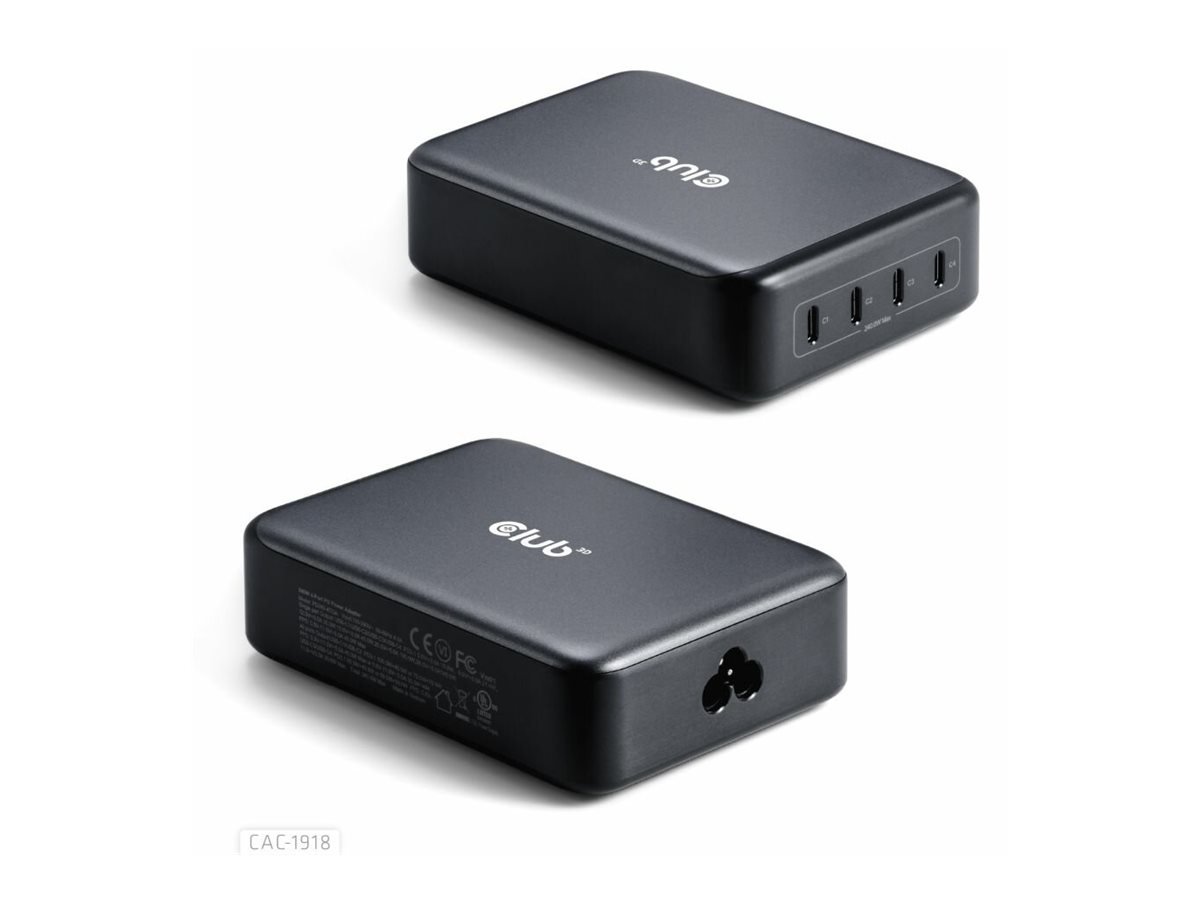 Club 3D Netzteil - GaN-Technologie - 240 Watt - PD 3.1/PPS - 4 Ausgabeanschlussstellen (24 pin USB-C), Ansicht 5