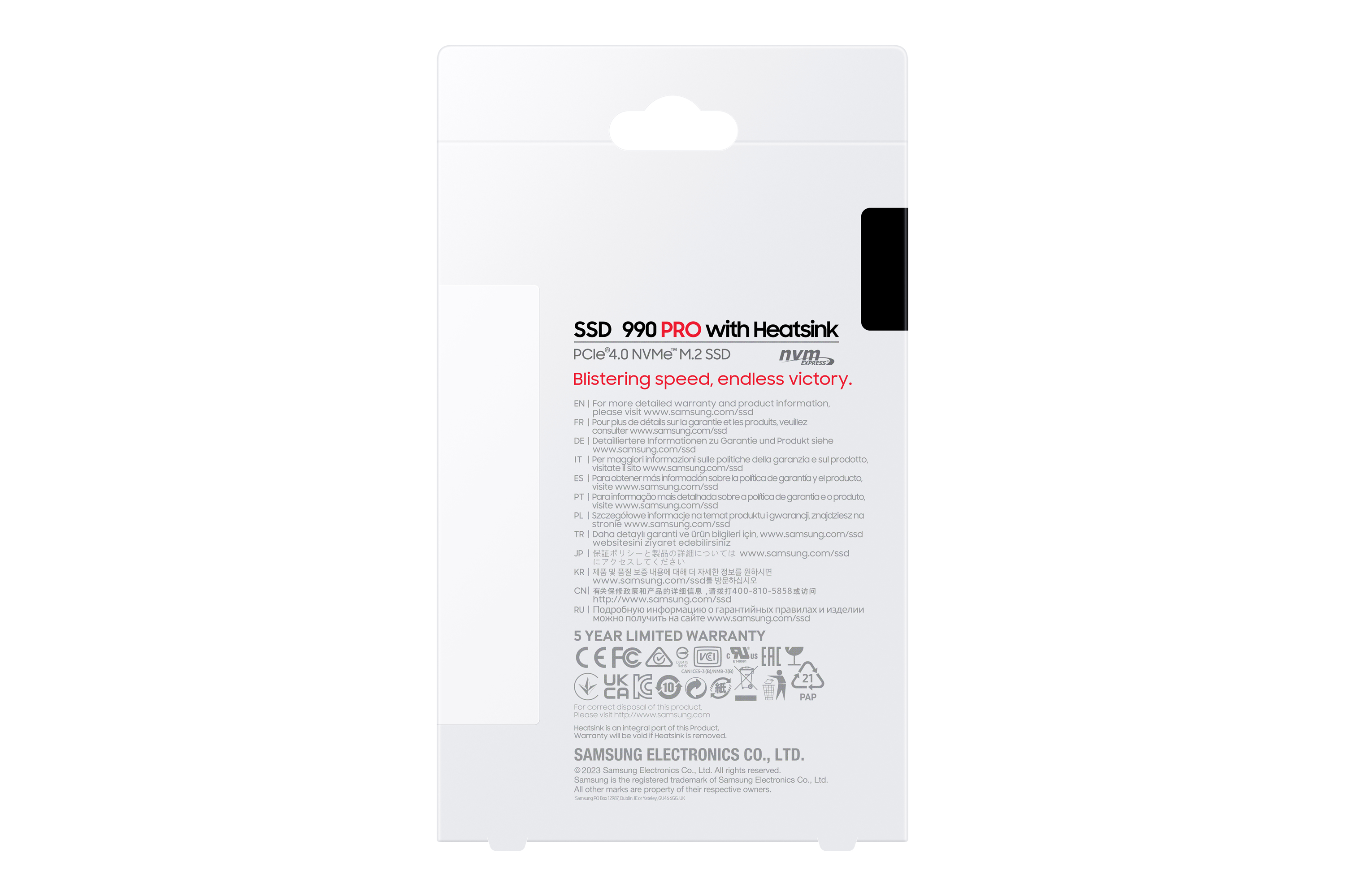 Samsung 990 PRO MZ-V9P1T0GW - SSD - verschlüsselt - 1 TB - intern - M.2 2280 - PCIe 4.0 x4 (NVMe), Ansicht 2