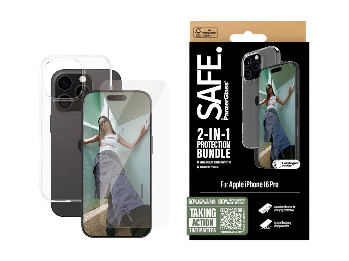 PanzerGlass SAFE. by PanzerGlass - 2-in-1 Schutzpacket - hintere Abdeckung für Apple iPhone 16 Pro, Ansicht 3