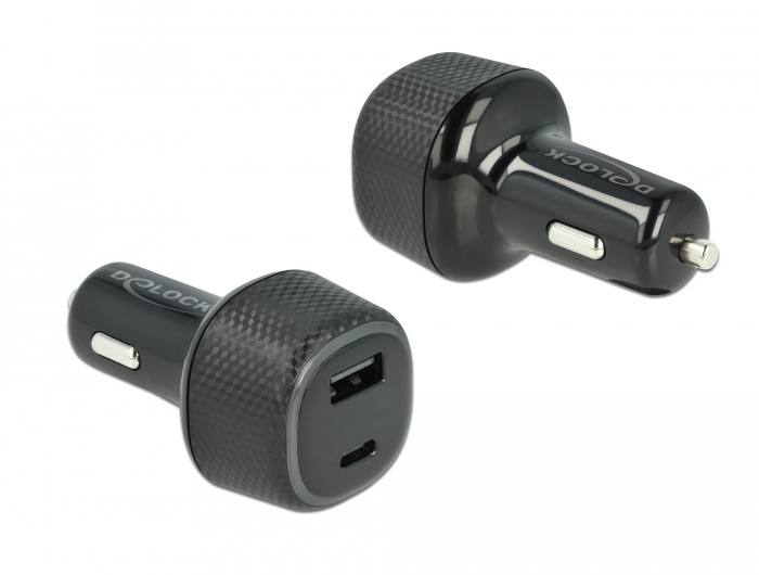 Delock Kfz Ladeadapter USB Type-C PD 3.0 und USB Typ-A mit 63 W, Auto, Zigarettenanzünder, 20 V, Schwarz