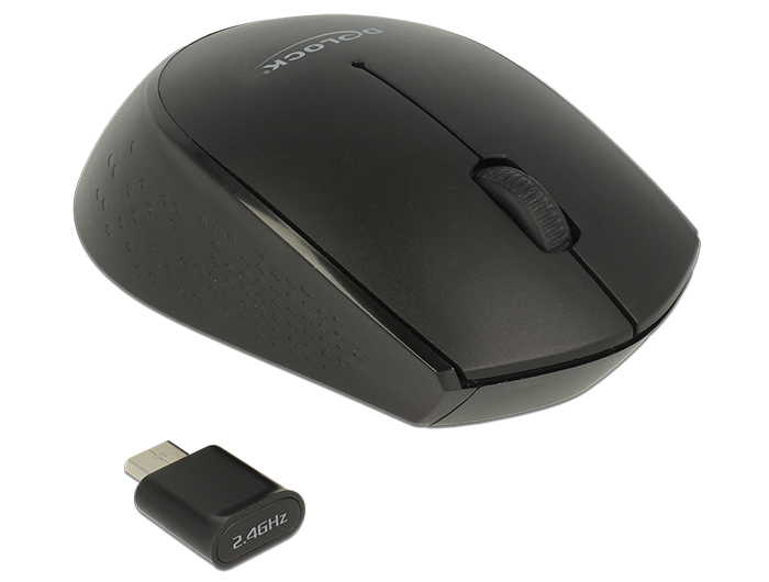 Delock mini - Maus - rechts- und linkshändig - optisch - 3 Tasten - kabellos - 2.4 GHz - kabelloser Empfänger (USB), Ansicht 2