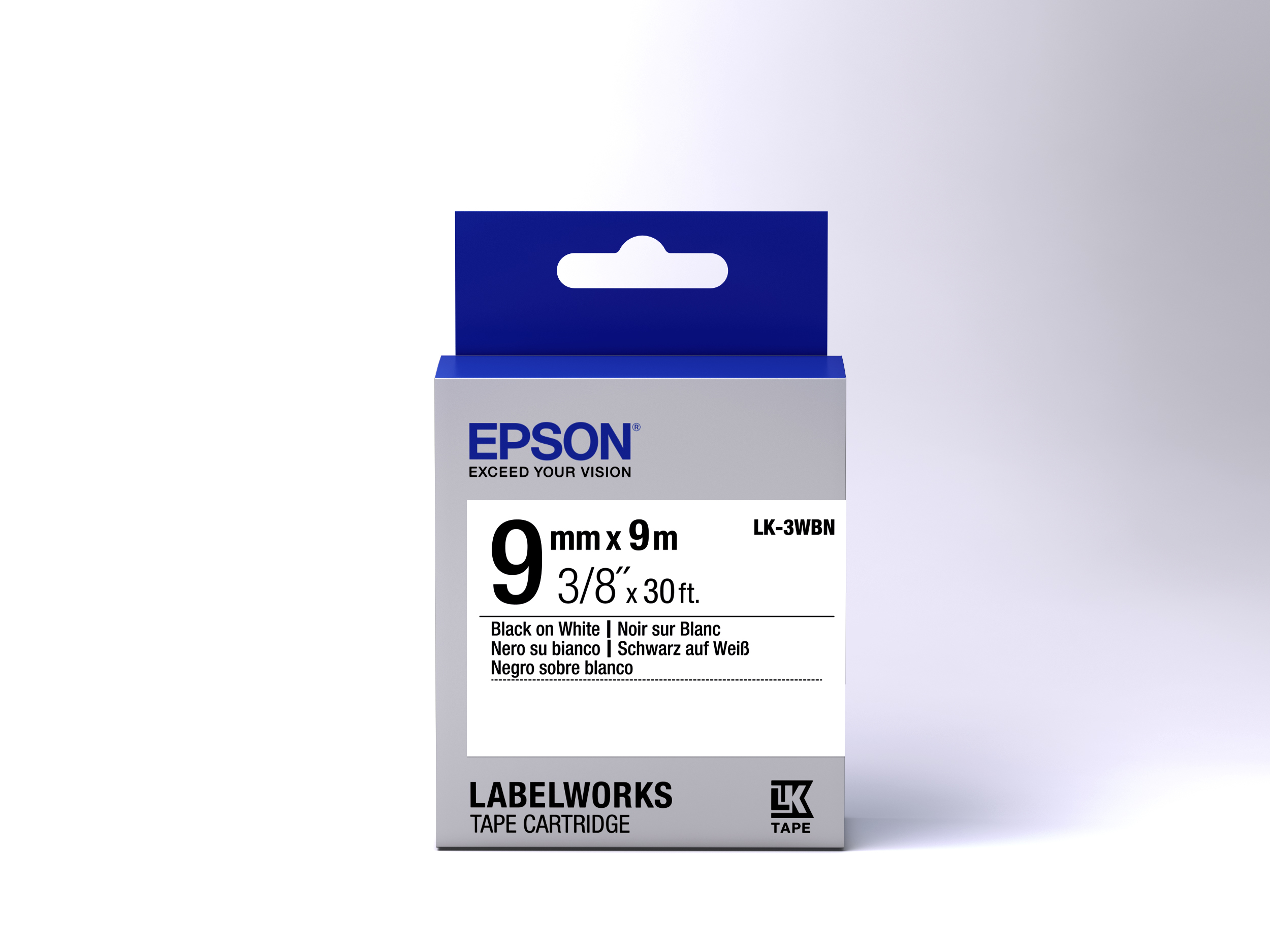 Epson LabelWorks LK-3WBN - Schwarz auf Weiß - Rolle (0,9 cm x 9 m), Ansicht 3