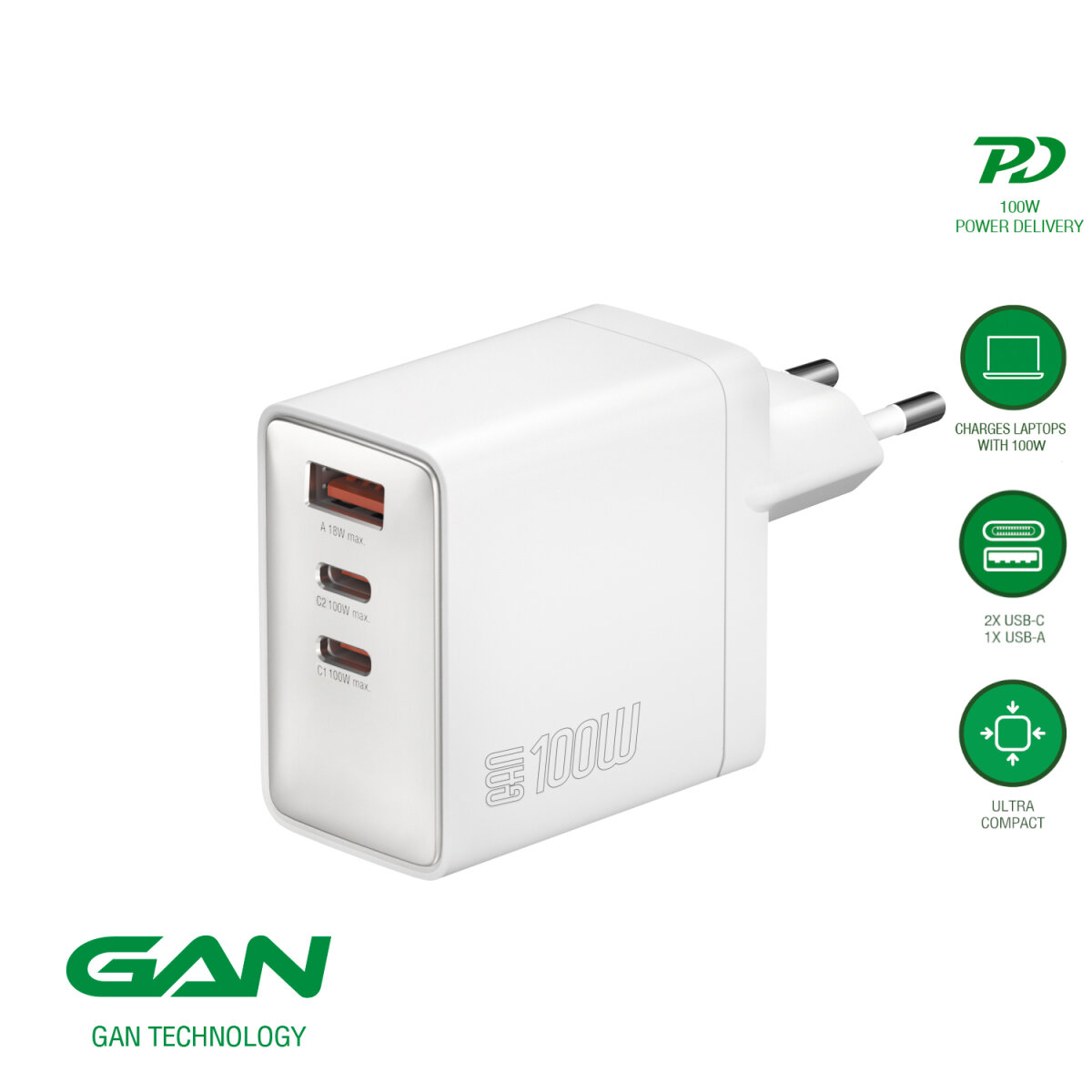 4smarts Netzladegerät GaN Pocket 100W 2C, Ansicht 2