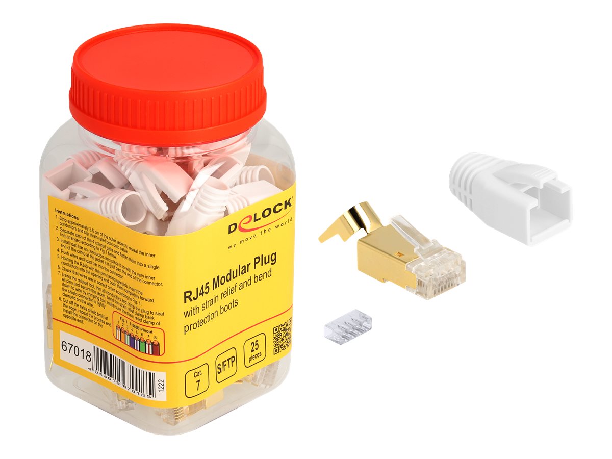 Delock Netzwerkanschluss - RJ-45 (M) - SFTP - CAT 7 - rund ohne Haken (Packung mit 25)