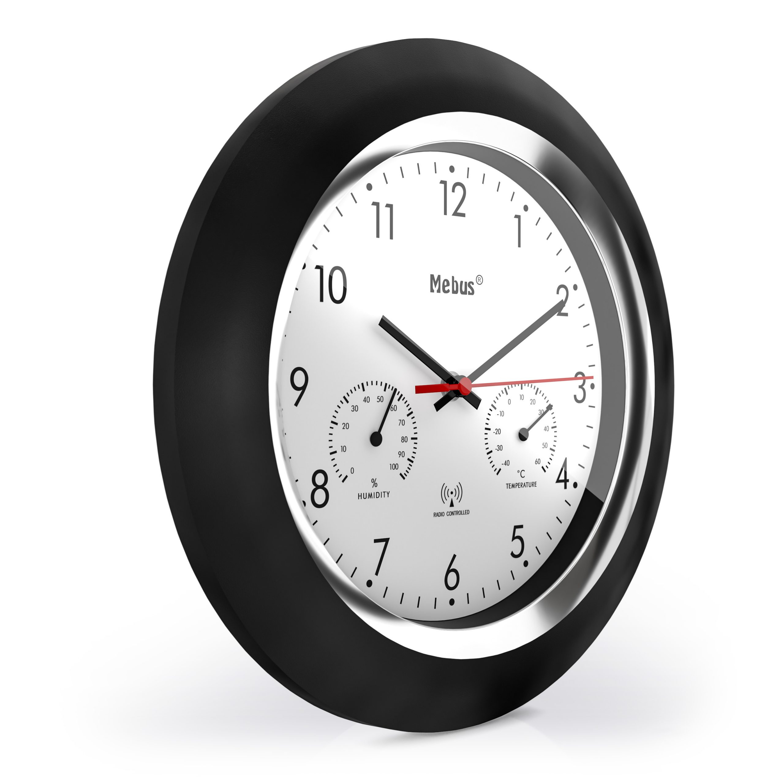 Mebus 19453 - Wand - Digitale Uhr - Rund - Schwarz - Weiß - Kunststoff - Kunststoff, Ansicht 2