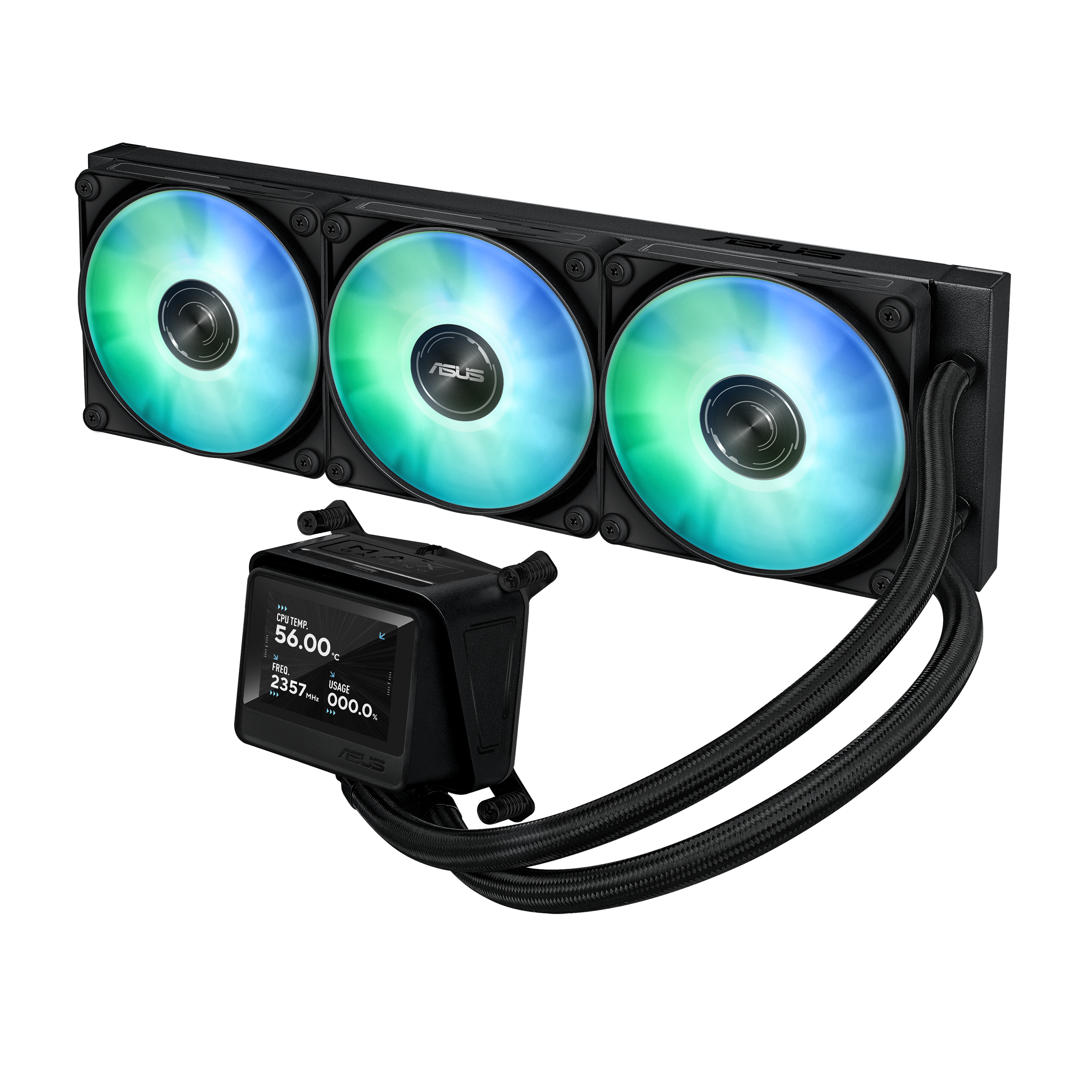 ASUS MAX Gaming LC 360 ARGB LCD - Wasserkühlung - Kühlergröße: 360 mm - (für: AM4, AM5, LGA1851, LGA1700) - Schwarz, Ansicht 3
