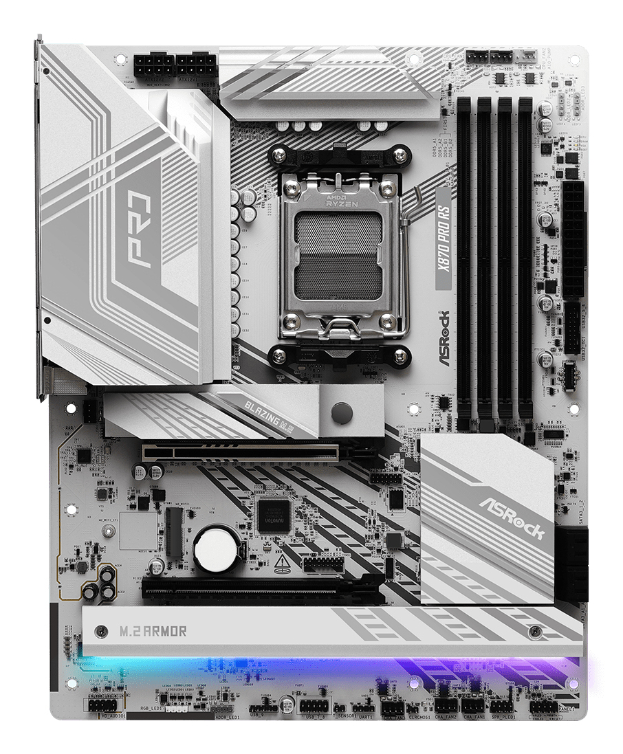 ASRock X870 Pro RS - Motherboard - ATX - Socket AM5 - AMD X870 Chipsatz - USB4, USB 3.2 Gen 1, USB-C 3.2 Gen 2x2, Ansicht 3