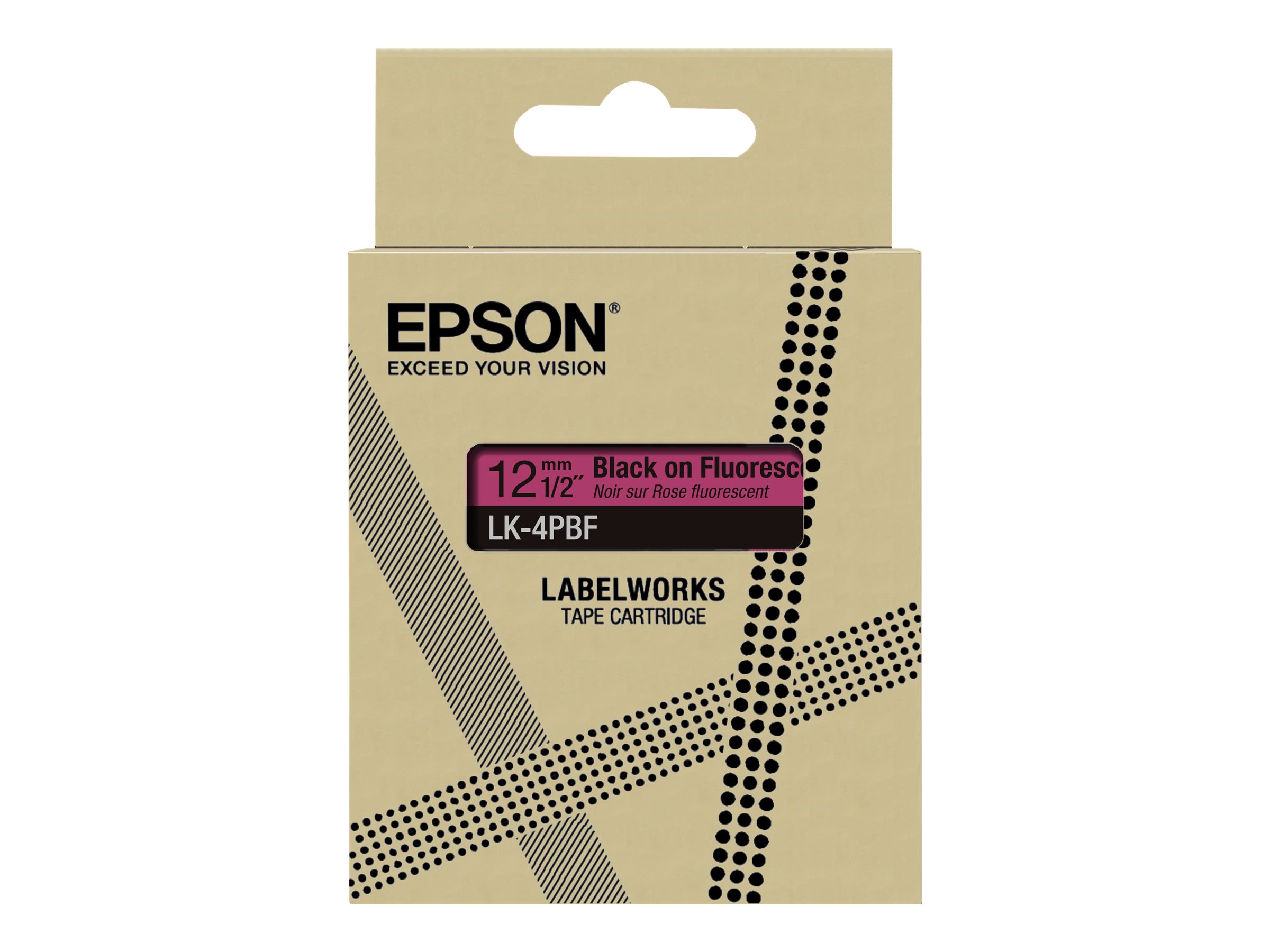 Epson LabelWorks LK-4PBF - Schwarz auf Fluoreszierend - Rolle (1,2 cm x 5 m) 1 Kassette(n) Hängebox - Bandkassette - für LabelWorks LW-C410, LW-C610