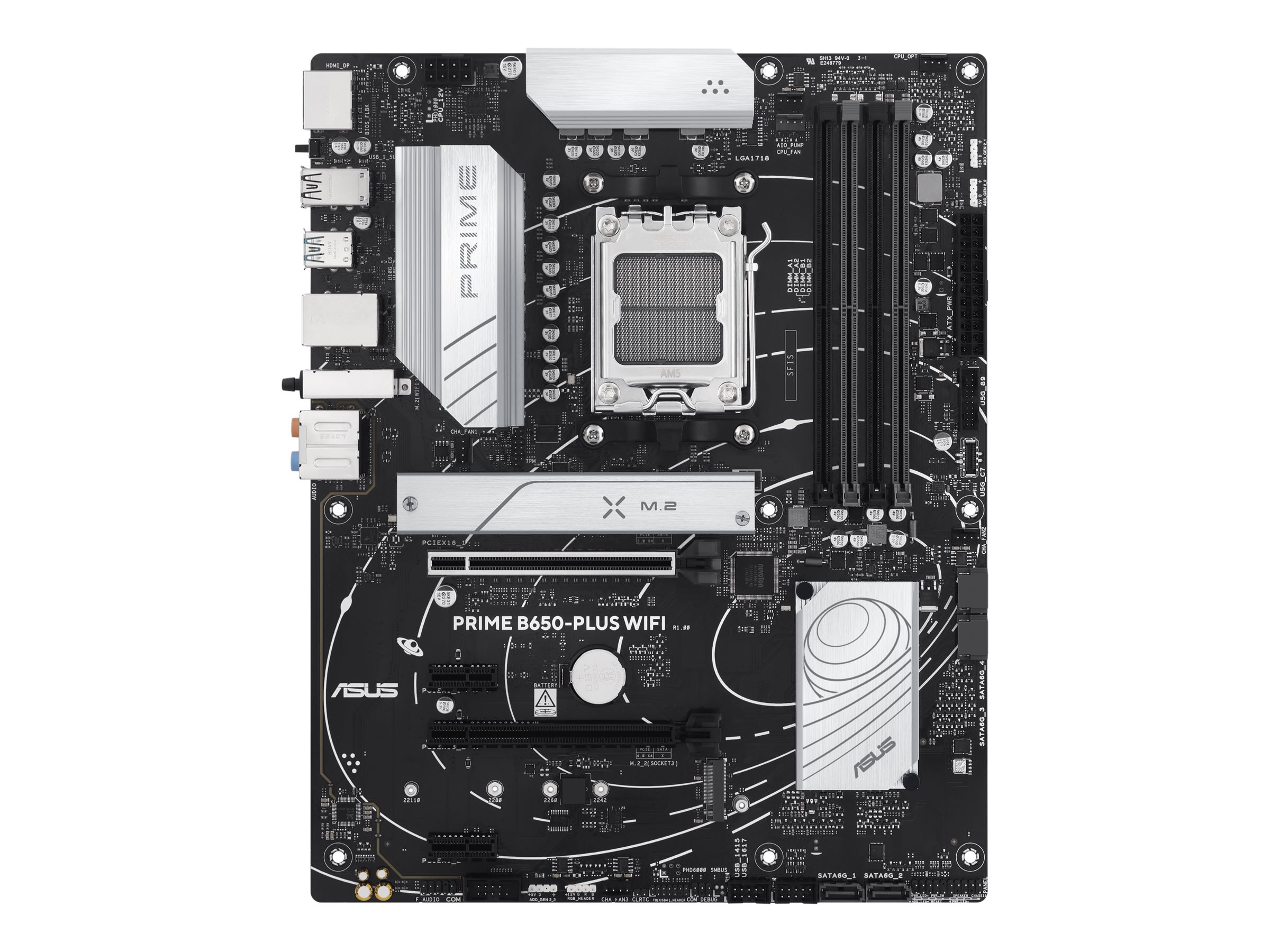ASUS Prime B650-Plus WiFi - Motherboard - ATX - Socket AM5 - AMD B650 Chipsatz - USB-C 3.2 Gen2, USB 3.2 Gen 2, USB 3.2 Gen 1, USB-C 3.2 Gen 1 - 2.5 Gigabit LAN, Bluetooth, Wi-Fi 6E - Onboard-Grafik (CPU erforderlich)