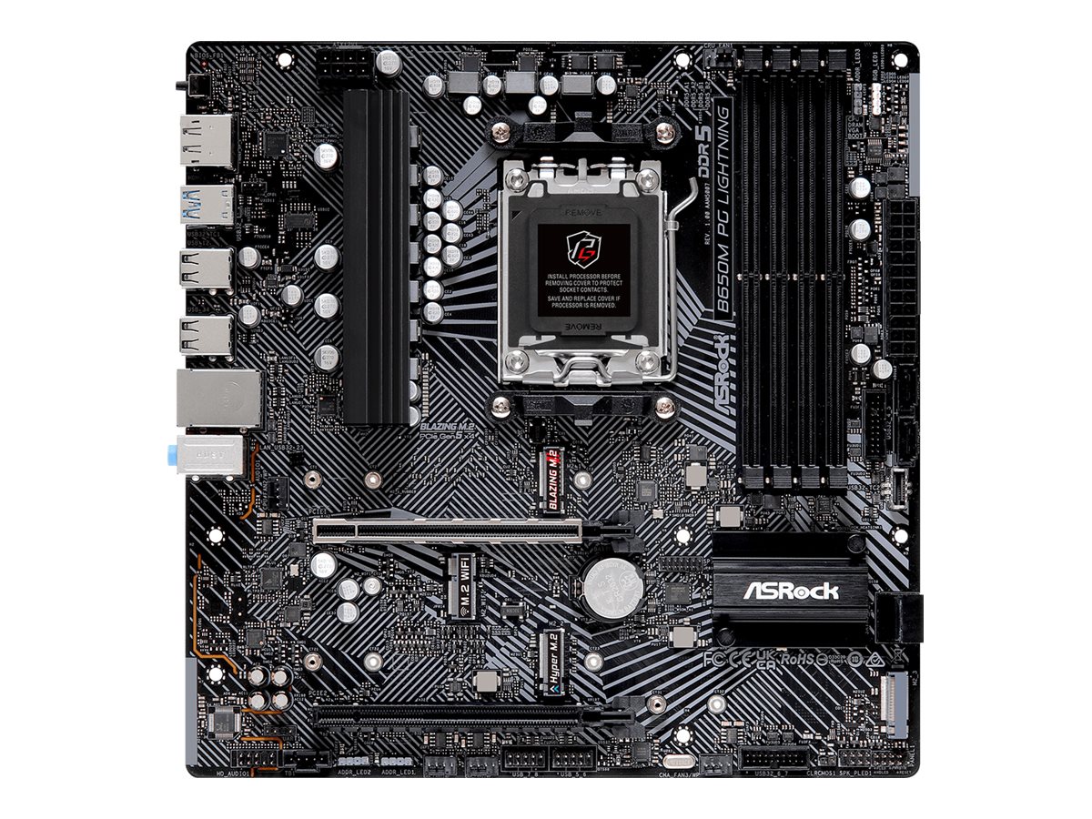 ASRock B650M PG Lightning - Motherboard - micro ATX - Socket AM5 - AMD B650 Chipsatz - USB-C 3.2 Gen2 USB 3.2 Gen 2 USB 3.2 Gen 1 USB-C 3.2 Gen 1 - 2.5 Gigabit LAN - Onboard-Grafik (CPU erforderlich)
