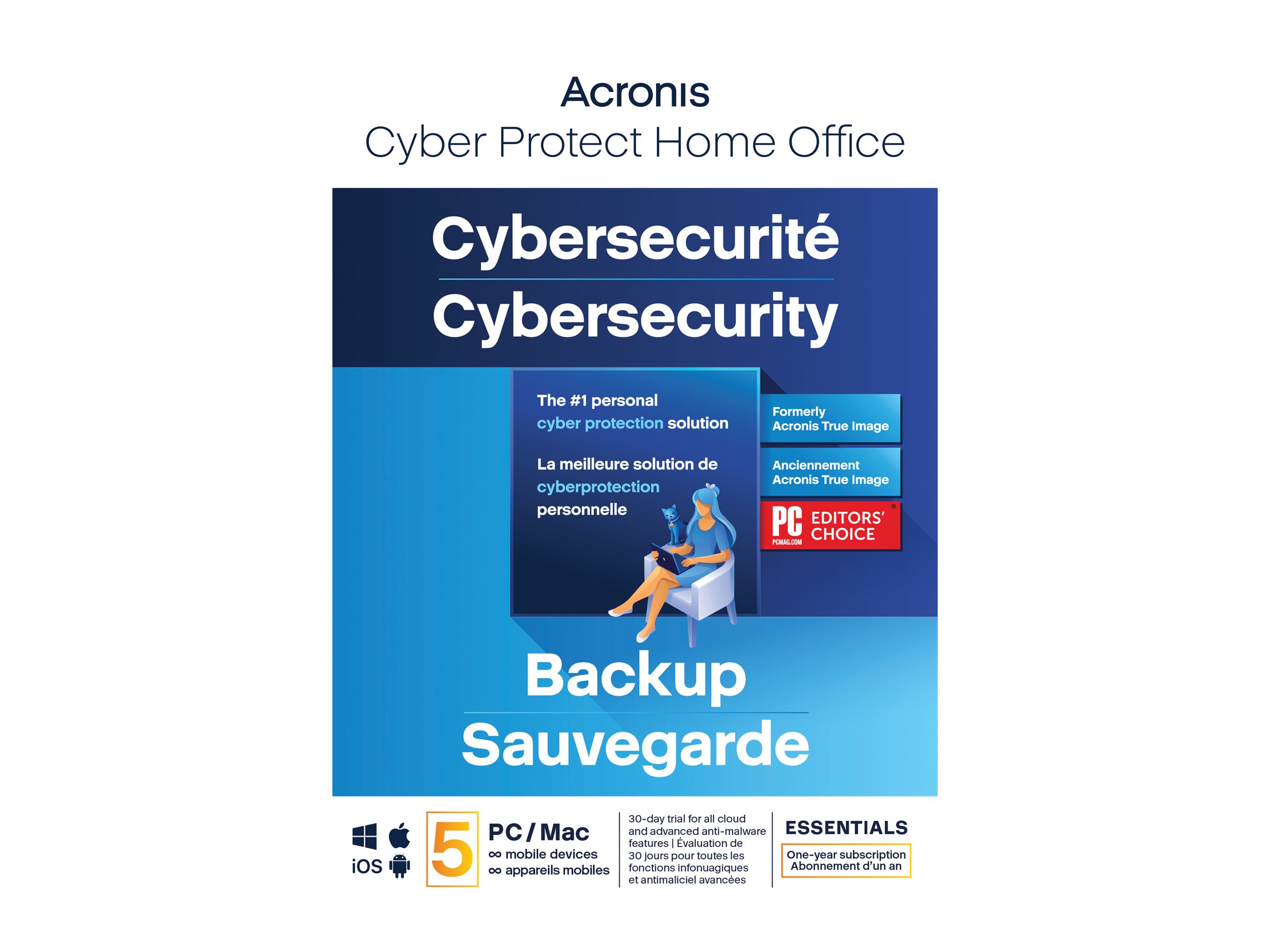 Acronis Cyber Protect Home Office Essentials - Abonnement-Lizenz (1 Jahr) - 5 Computer, unbegrenzte mobile Geräte - Download - Win, Mac, Android, iOS